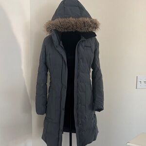 Marmot Women's Charcoal Puffer Coat with Fur Hood